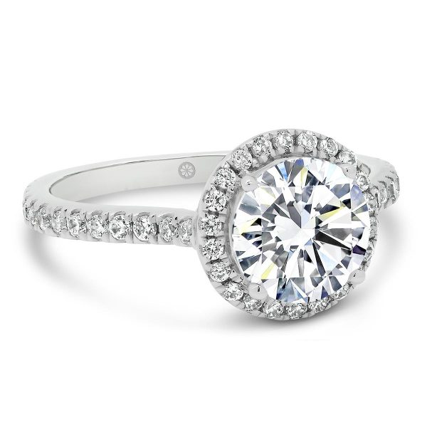 Avalon Round 1.50-2.00 Halo Engagement Ring Open Gallery And Pave Band