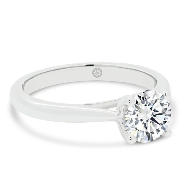 Maroubra 6.5-7.0 Moissanite engagement ring with cathedral setting and swirl gallery