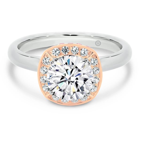 Tokyo Round Pink 1.50 carat 2 tone Rose Gold and White Gold ring