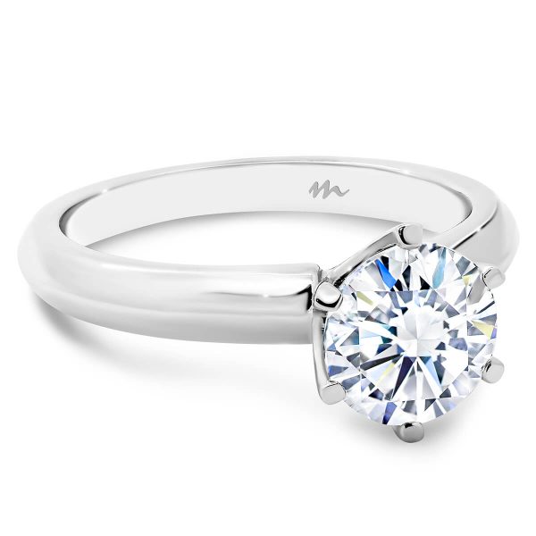 Audrey 7.5-8.0 Round Moissanite knife edge band engagement ring