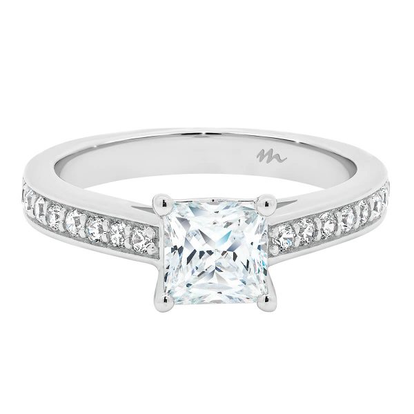 Bianca Square Crossover Moissanite Ring