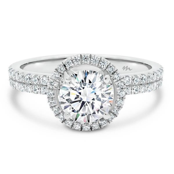 Christine 7.5-8.0 SUPERNOVA Moissanite ring with double row prong set band