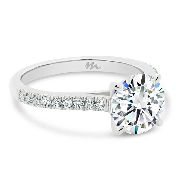 Cindy Round Moissanite Engagement Ring With U-Prong Set Band