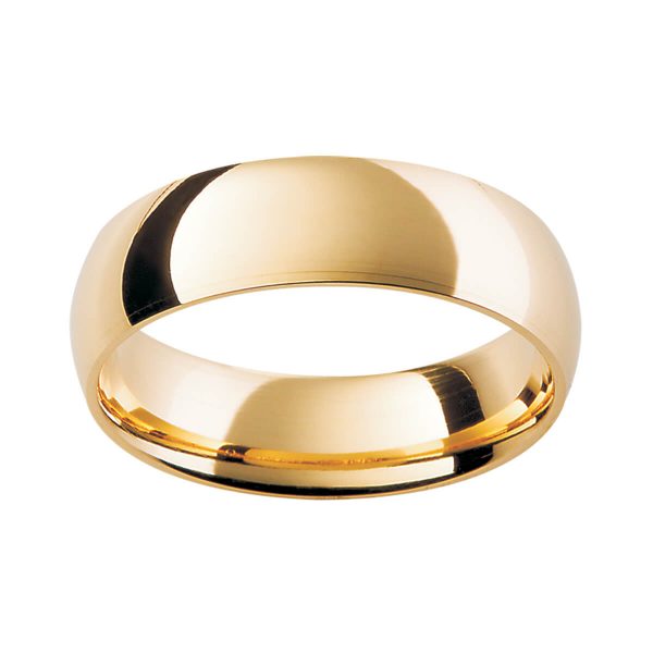 HHR Rounded doom shape plain band in polished gold