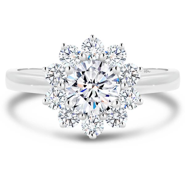 Jacinta engagement ring floral halo band