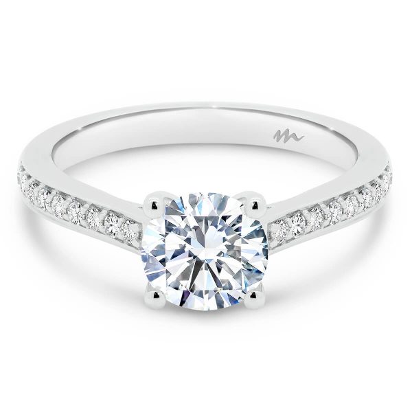 Laila 6.5-7.0 Moissanite ring 4 claw setting with pave-set band