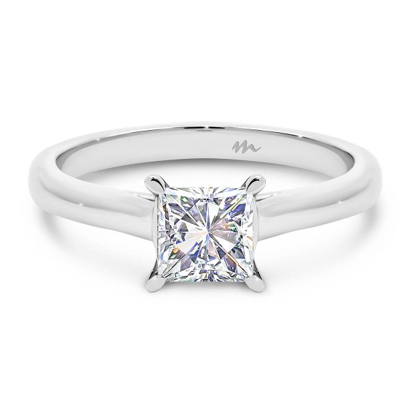 Leisel Square' Moissanite engagement ring with Pear Cut prongs and crossover gallery