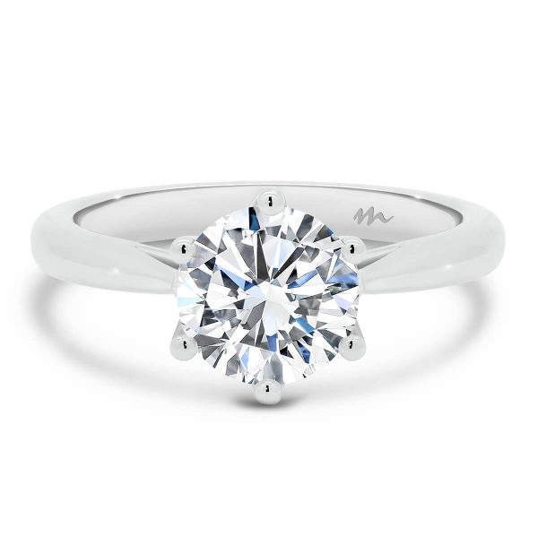 Mena 7.5-8.0 6-prong round Moissanite solitaire engagement ring