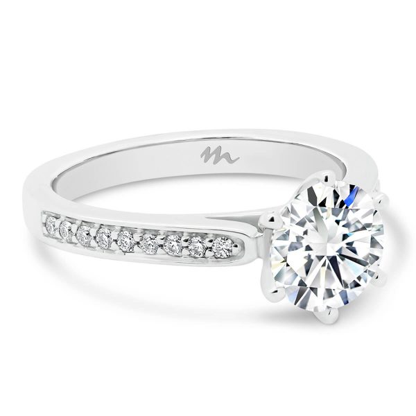 Milla 7.5-8.0 Moissanite ring with a pave band