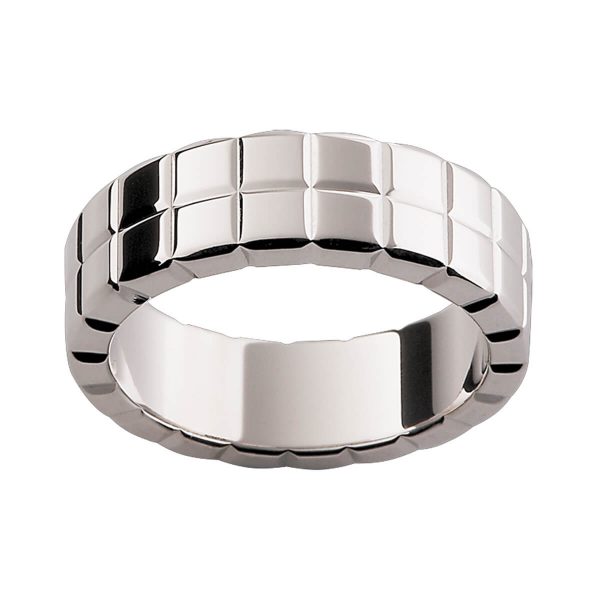 P245 double-row checker pattern men's band in polish finish