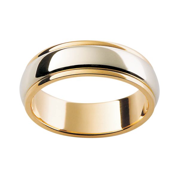 F101 classic men's two tone wedding band with polish edges