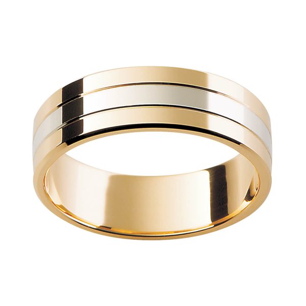 F19 two tone men's ring design with three sections available in two one or single colour