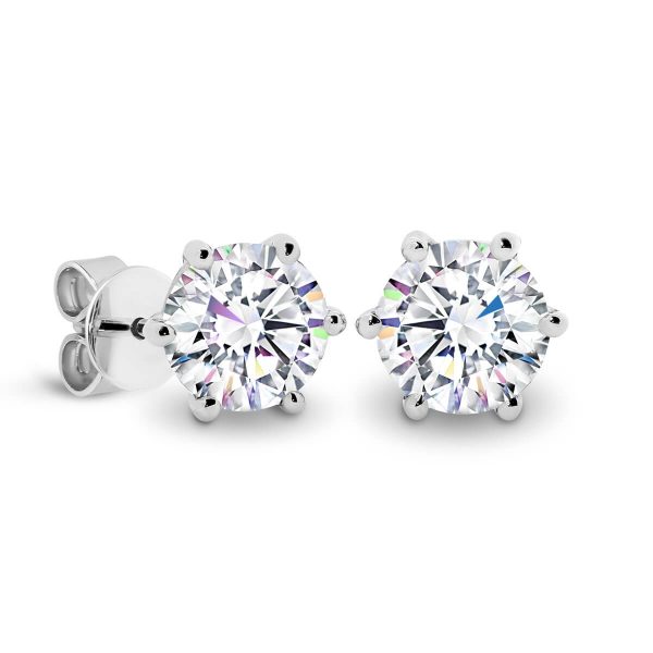 Lin 4.0-4.5 round Moissanite earrings with 6-prong setting