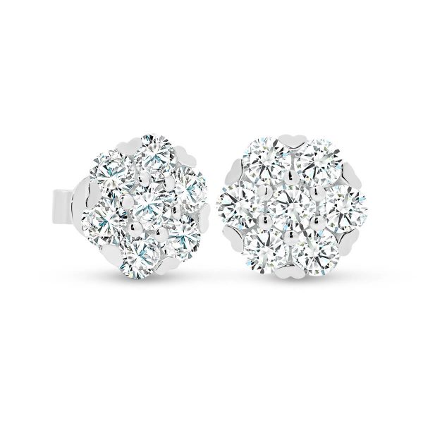 Lucille Moissanite flower shaped cluster stud earrings