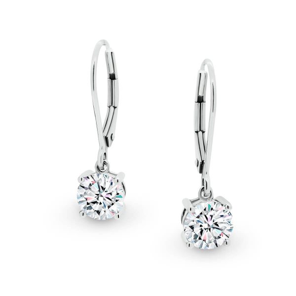 Melinda 5.0-6.5 Round Moissanite earrings with hook design