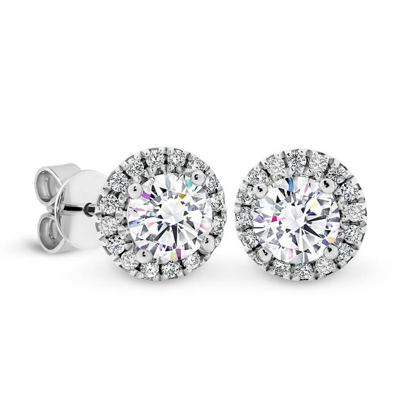 Rosetta 5.0-6.0 Moissanite halo earrings vintage stud design