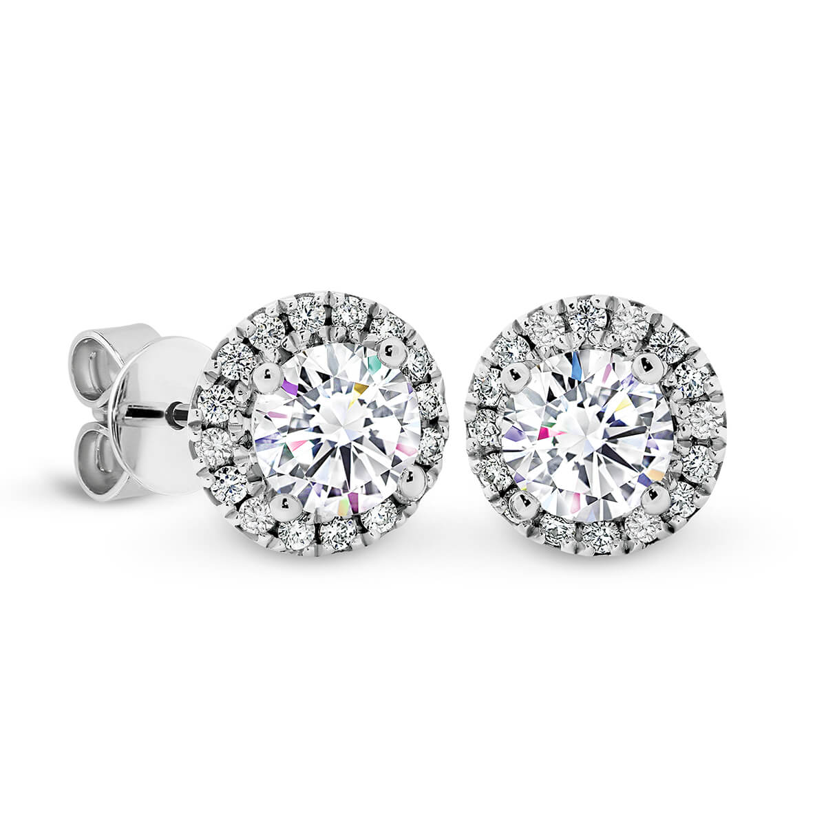 Rosetta 5.0-6.0 Moissanite Halo Earrings Vintage Stud Design