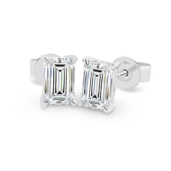 Sandy 5x3-7x5 emerald cut solitaire Moissanite earrings