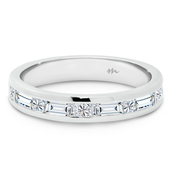 Sia C Lab Grown Diamond alternating princess and baguette-cut channel set ring