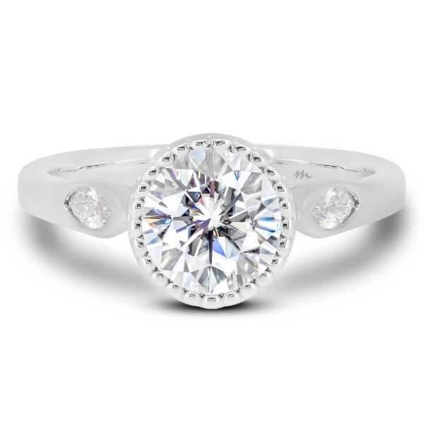 Dalia SN Vintage Halo Moissanite Ring Front View