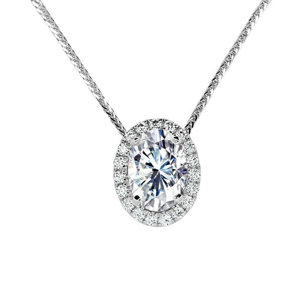 Majorie 1.00-1.50ct oval halo slider pendant