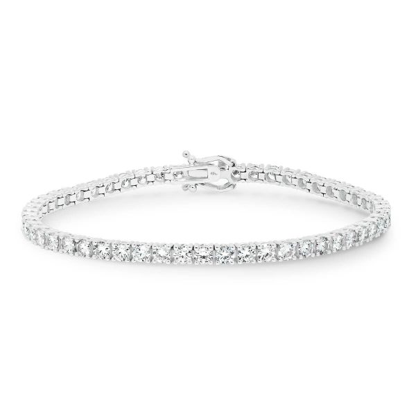 Mikayla 3.0 SN classic 4-prong tennis bracelet in 18k gold with safety clasp