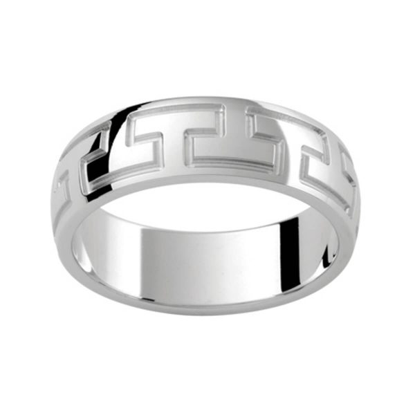 P345B Unique men's band in polished yellow gold with graphic motif