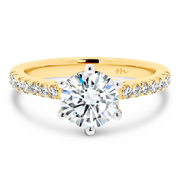 Amy 6.5-7.0 Round Engagement Ring With Tapered Moissanite Band