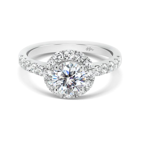 Bridget 1.00-carat 4-prong set halo ring on prong set band