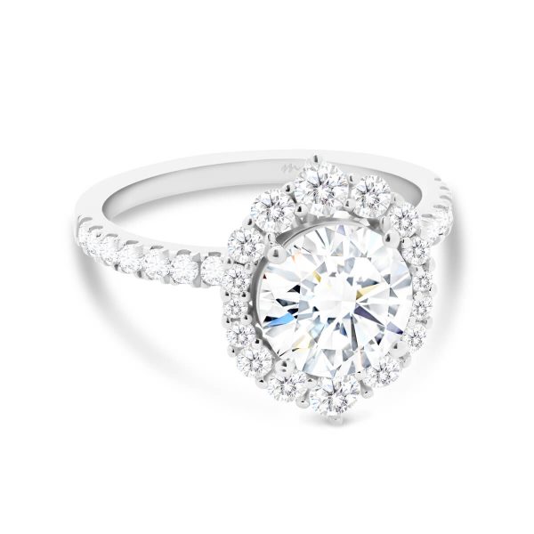 Giselle Round Ring With Graduating-Sized Stone Halo On Fine Prong Set Band