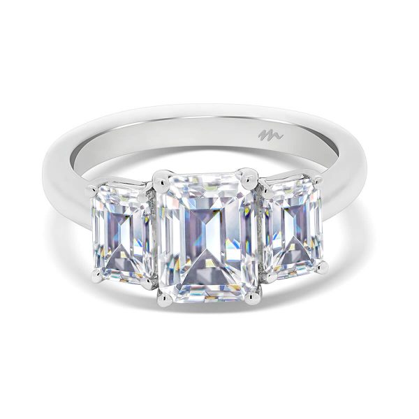 Roxanne radiant cut SUPERNOVA Moissanite trilogy ring