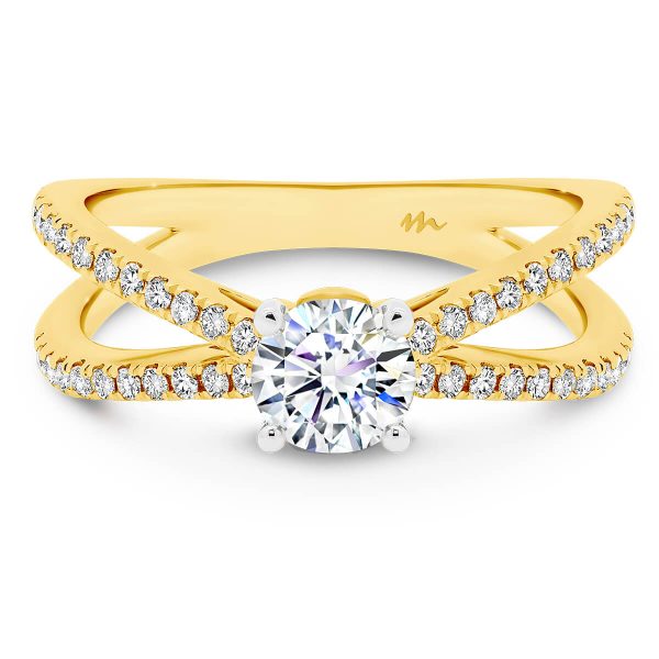 Livana 5.0 Moissanite ring with prong set criss cross crossover band unique daily ring