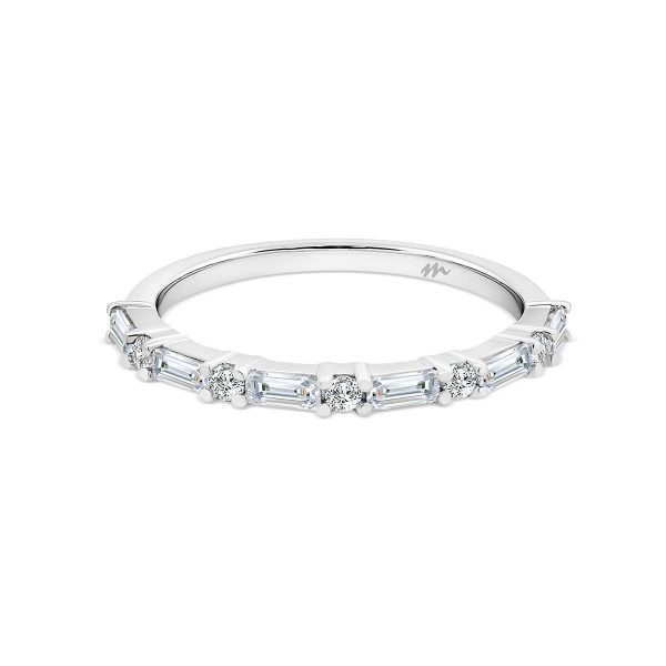 Britanny Moissanite baguette and round alternating half band