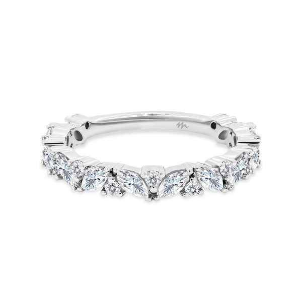 Elle Moissanite marquise & round cluster prong set 3/4 band