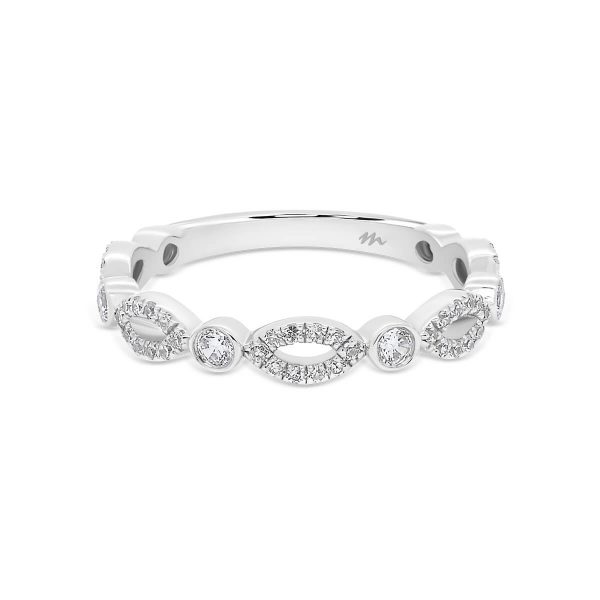 Tamika Moissanite 3/4 band with pave marquise shape and bezel set round alternating