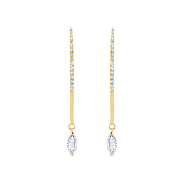 Ella Marquise lab grown diamond bar earrings with marquise drop at end