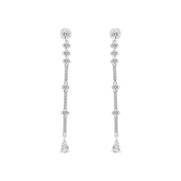 Elsie Pear Medium earrings with medium-length pave and round drop lab grown diamonds