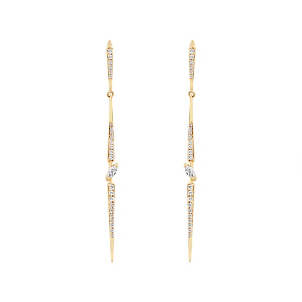 Harriet Marquise triple stem earrings with solitare pear lab grown diamond in the middle