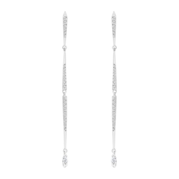 Hayley Marquise triple stem earrings with solitare marquise lab grown diamond on the end