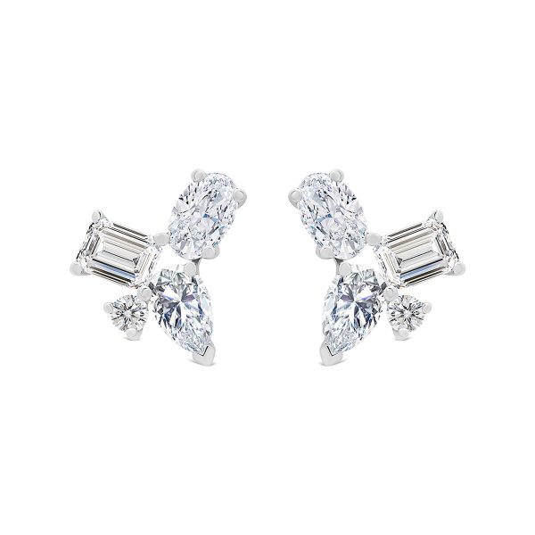 Krista fancy cut lab grown diamond cluster stud earring