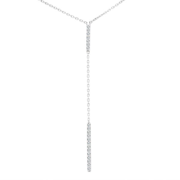 Maisie delicate Y chain necklace with pave bars