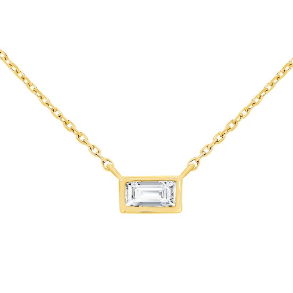 Neve bezel baguette lab grown diamond necklace