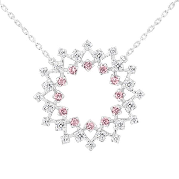 Savannah Pink starburst diamond eternity necklace on fine adjustable chain