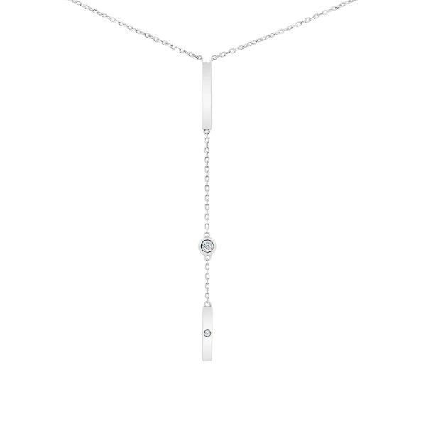 Sunny delicate necklace fine polished bars in Y dangle with lab grown diamond accents