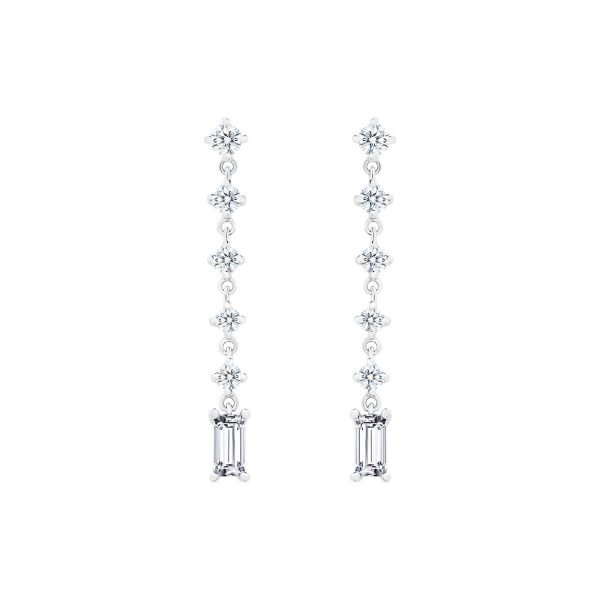 Sylvie Emerald earrings with round drop lab grown diamonds