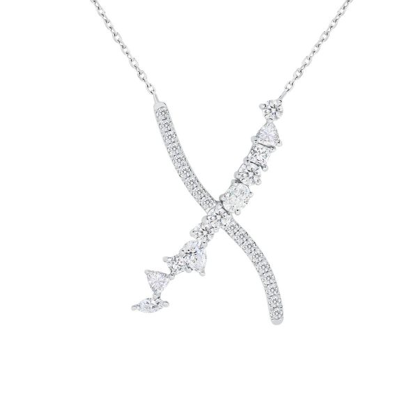 Xanthia crossover necklace with mixed lab grown diamonds