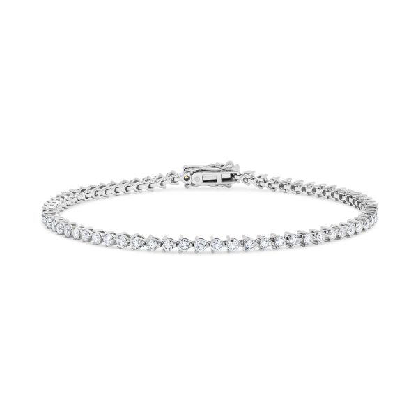 Bernadine 2.0 LGD modern 3-prong full tennis bracelet in 18k gold with safety clasp