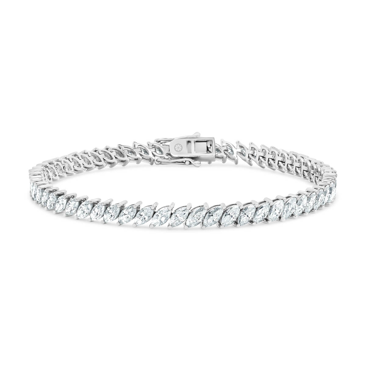 Mira Lgd Lab Grown Diamond Tennis Bracelet With Marquise Shape Set On An Angle