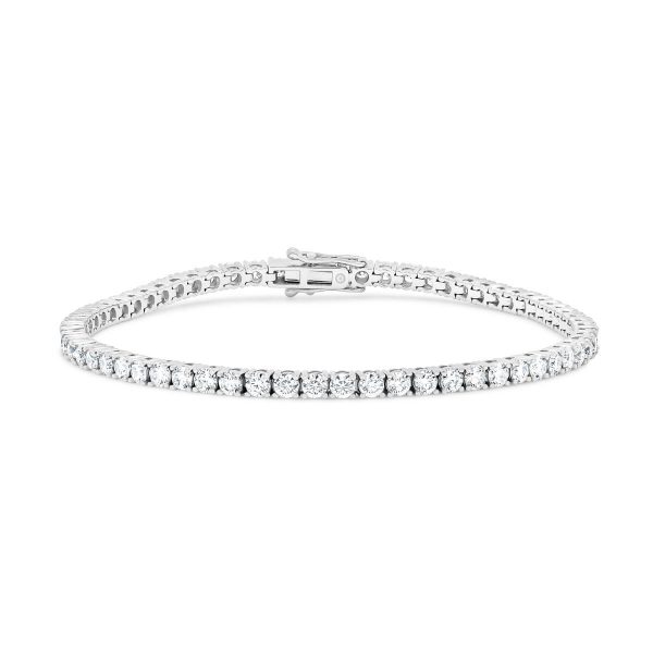 Mikayla 2.5 LGD timeless 4-prong tennis bracelet in 18k gold with safety clasp