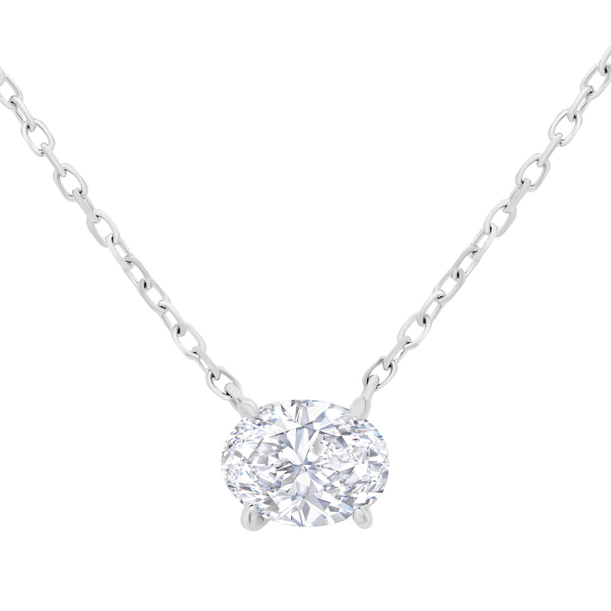 Alice Oval 1.00-1.50Ct Oval Lab Grown Diamond Solitaire Necklace On Fine Adjustable Chain